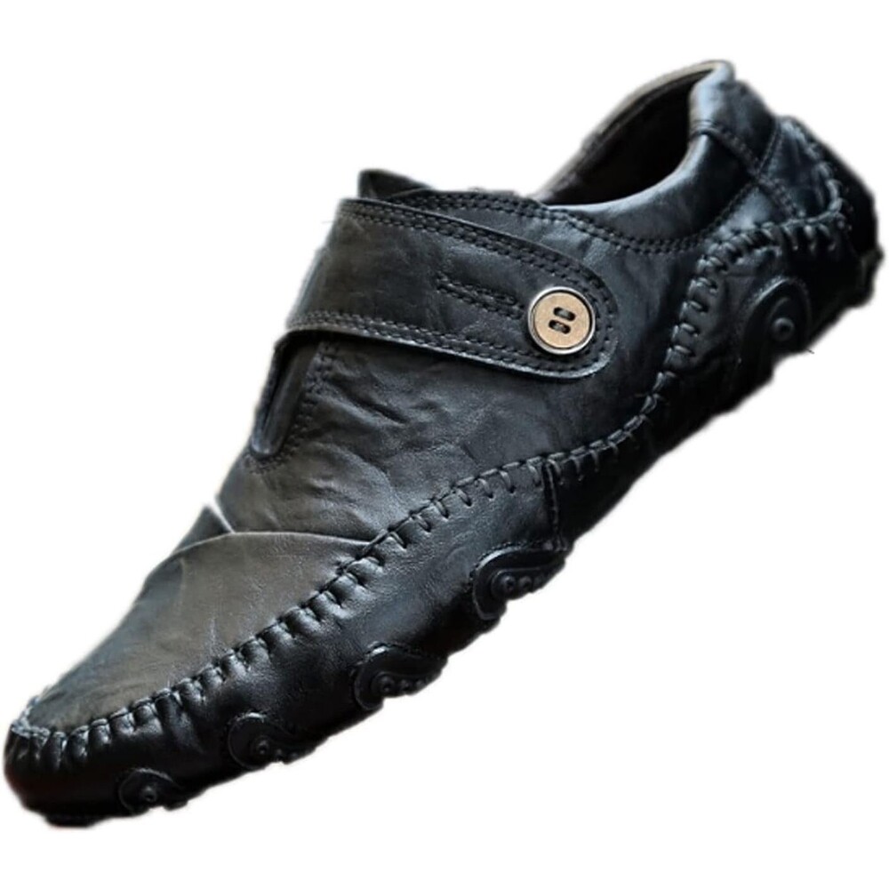 Buyup Leather Lifestyle Boat Shoes Men's 9.5 Black Casual Loafer Catwalk Sneaker